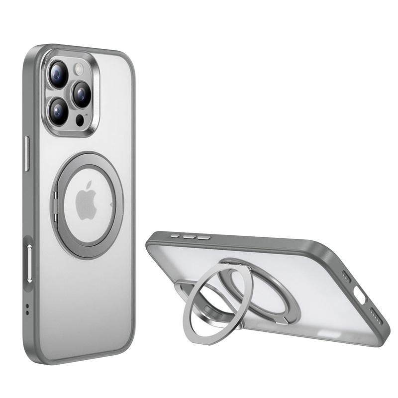 Чехол-книжка с магнитным креплением, вращающимся на 360 градусов, для iPhone 16, 15 Pro Max, 14 Pro, с мягким краем, противоударный, прозрачный матовый чехол для телефона