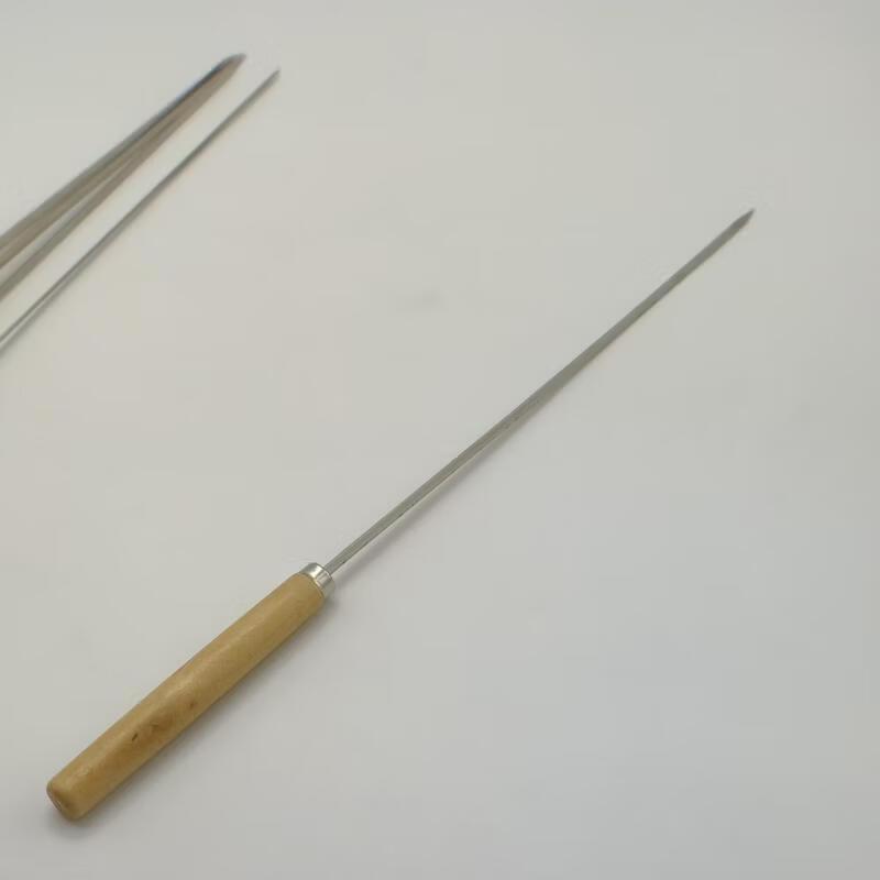 Stainless Steel Flat BBQ Skewers with Wooden Handle