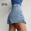 Женские джинсовые шорты с высокой талией в стиле ретро, облегающие, однотонные, поддельные, из двух частей, формальная повседневная одежда