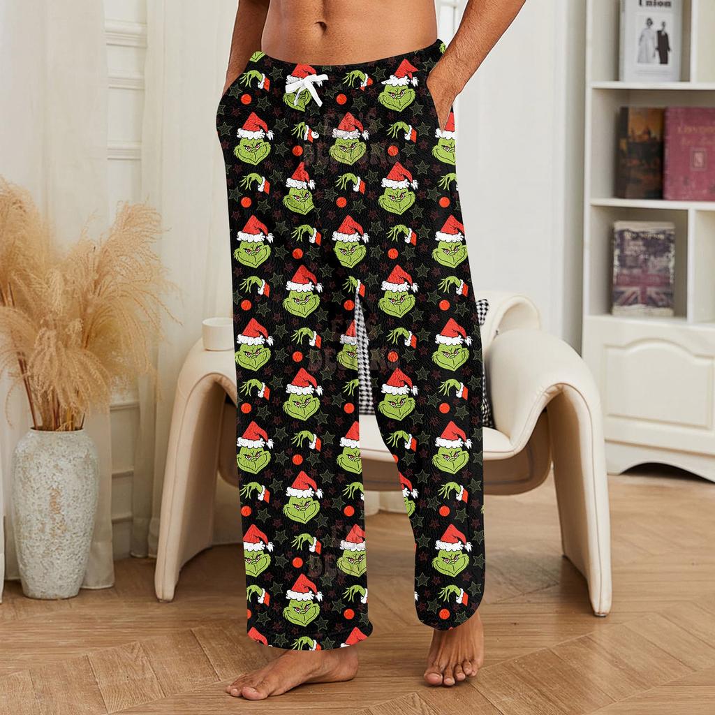 Men's Allover Printed Home Pants Sleeping Pajama Pants Long Pants Pajama Pants