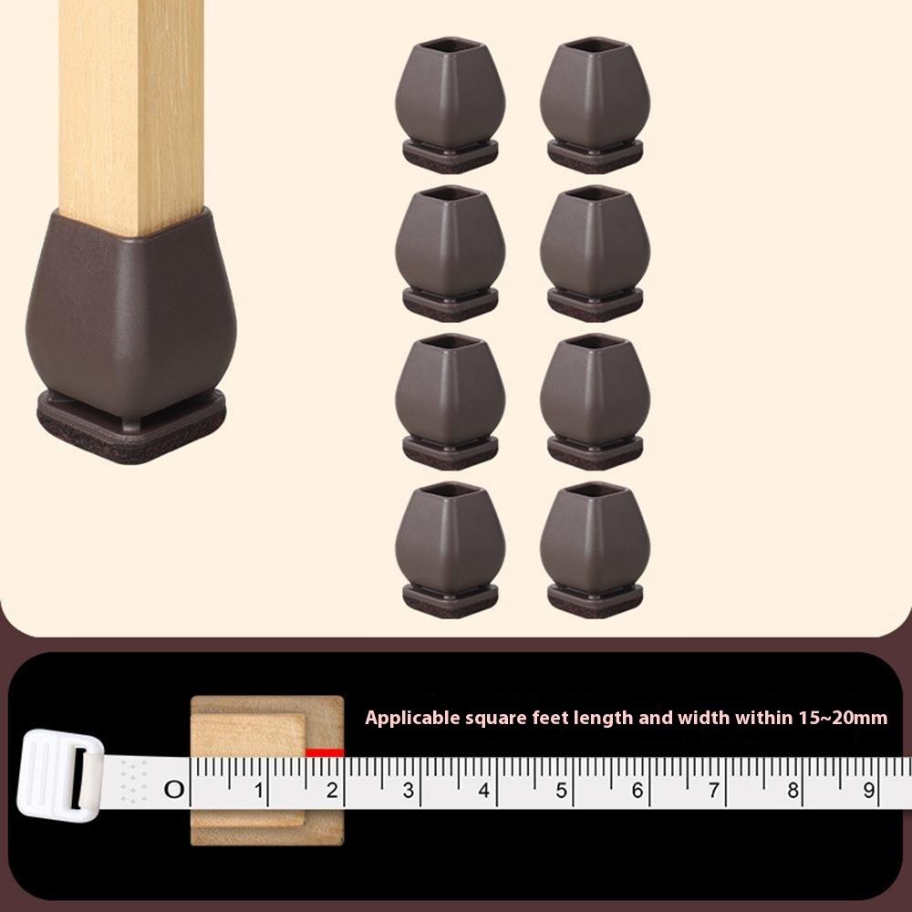 8Pcs Chair Leg Caps for 15-20mm Square Legs Cover Noise Reducing Furniture Pads Thickened Wear-Resistant, Tan