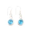 Swiss Blue Topaz Gemstone 925 Sterling Silver Jewelry Dangle Earrings 1.67" CE-14-6