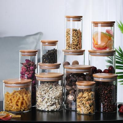 Конфеты, специи, стеклянные бамбуковые крышки, стеклянные банки