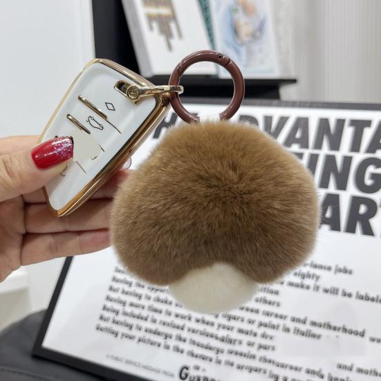 Плюшевый брелок в виде гриба, нечеткий искусственный мех кролика, автомобильный брелок для ключей, DIY брелок, подвеска, украшение, украшение для рюкзака, подарок на день рождения