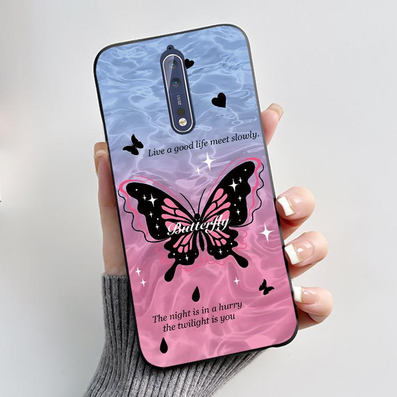 Casing For Nokia 8 / Nokia 8 Sirocco Phone Case Aesthetic Fashion Cute Cat Black Matte Soft TPU Silicone Protective Cover Bumper