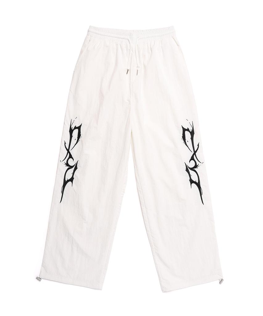 D.XO.H Thunder Embroidered Logo String Nylon Pants White