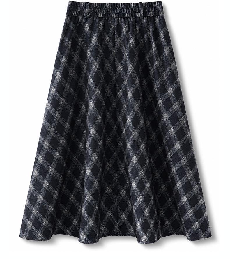 2025 Autumn/Winter Women's High-Waisted Plaid A-Line Skirt