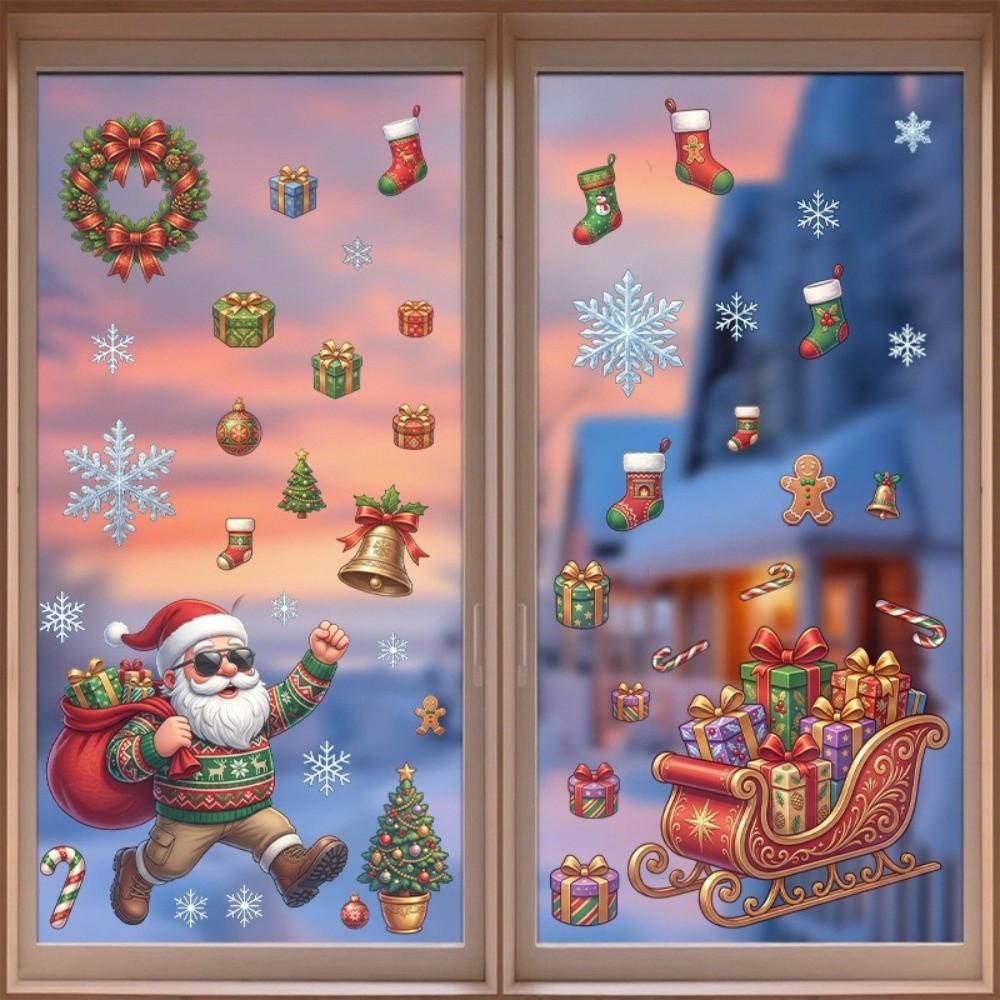 9 sheets Removable Xmas Glass Decals Realistic Snowflake Static Cling Decals Holiday