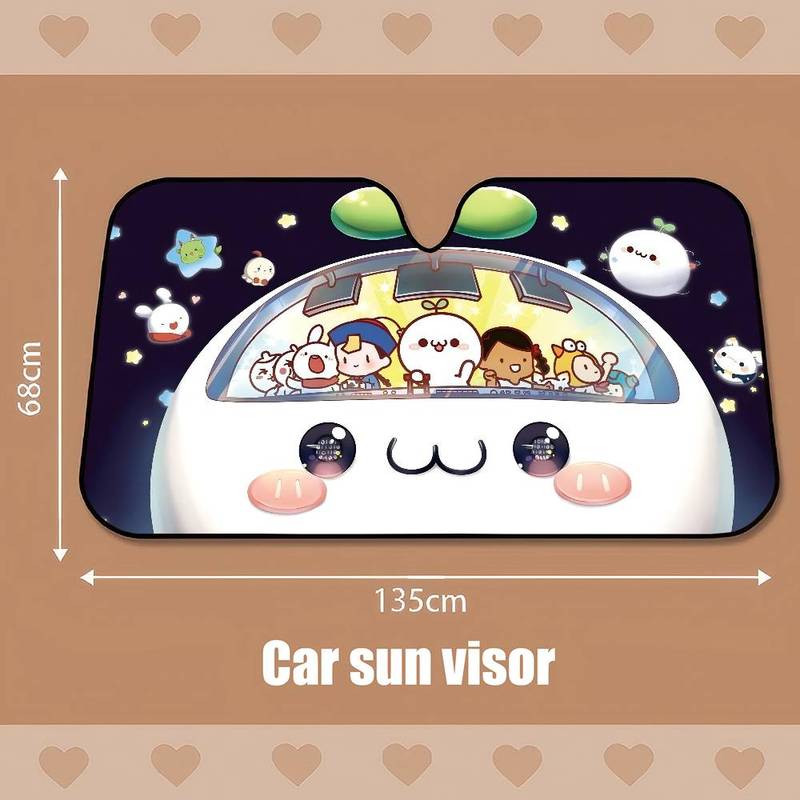 Cartoon Budding Pop Cartoon Window FoilsHeated Windshield Sunshade Car Front Window Visor Car Solar Protect Tools