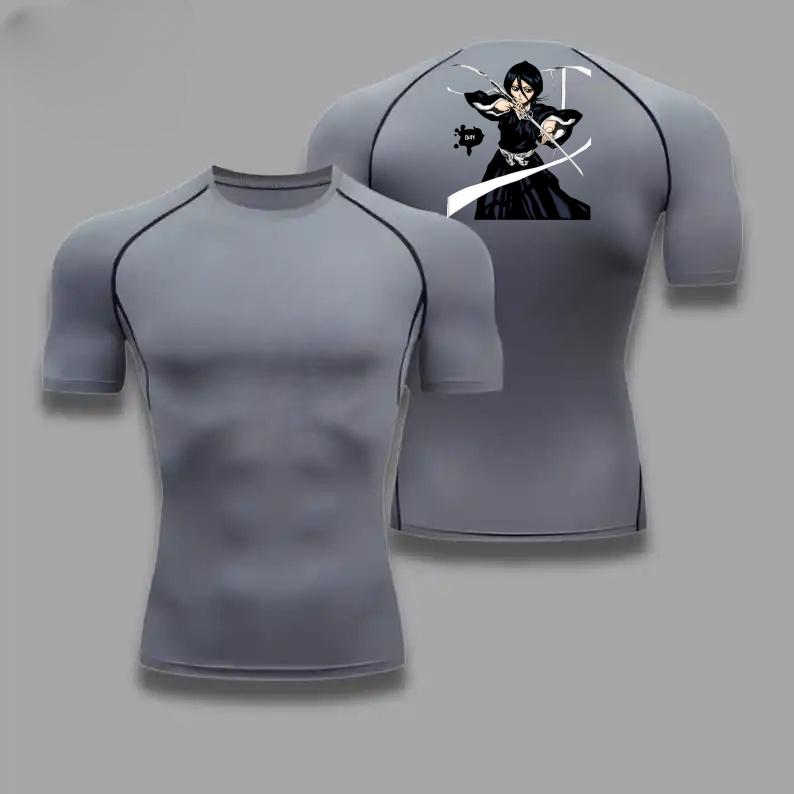 Bleach Clothing Fitness Compression Running T-Shirt Men Tops Bat Printing T Shirts Men Quick-Drying Gym Sportswear Jersey Tee
