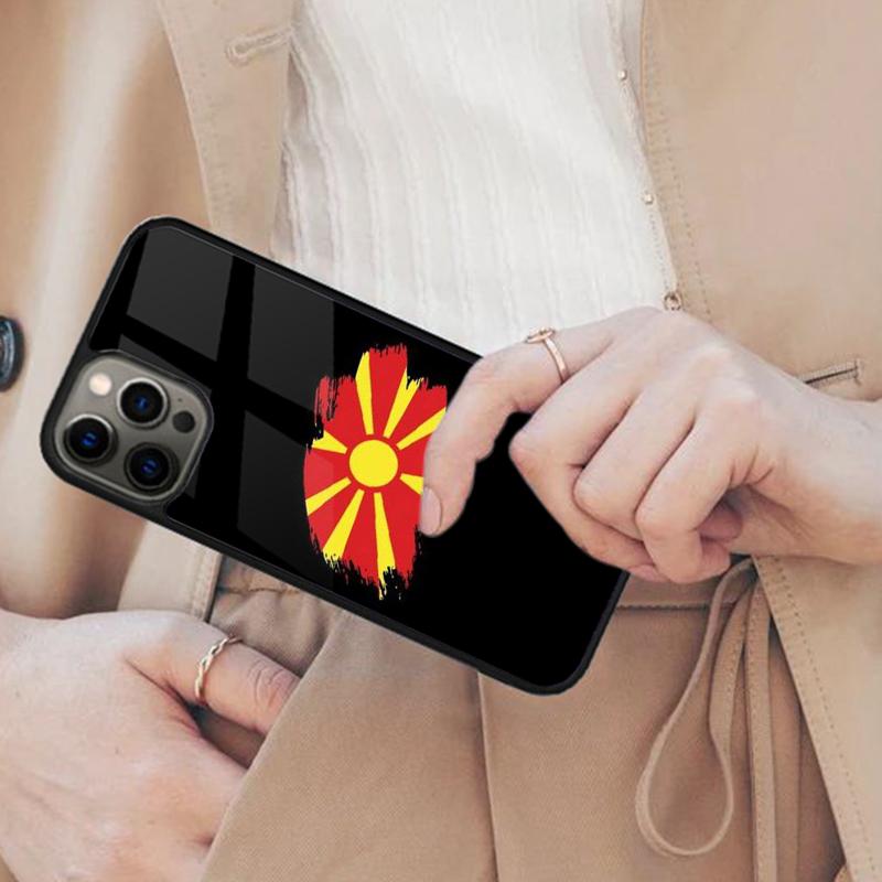 Магнитный чехол для телефона с флагом Македонии для APPLE iPhone 17 Air 16 14 13 12 Pro Max 15 Plus Беспроводная зарядка с чехлом MagSafe