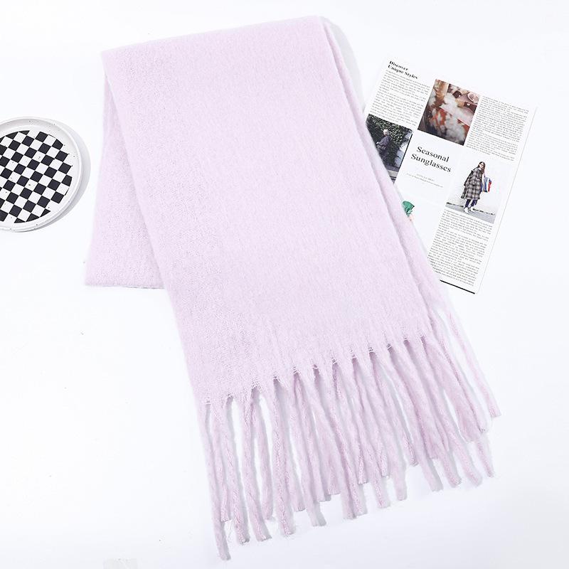 Imitation Cashmere Scarf for Women Winter Warm Thickening New Solid Color Scarf for Men Thick Tassel Woolen Scarf