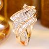 Small Wave Charm Female White Zircon Stone Finger Ring Vintage Silver Gold Color Wedding Band Bridal Jewelry For Women