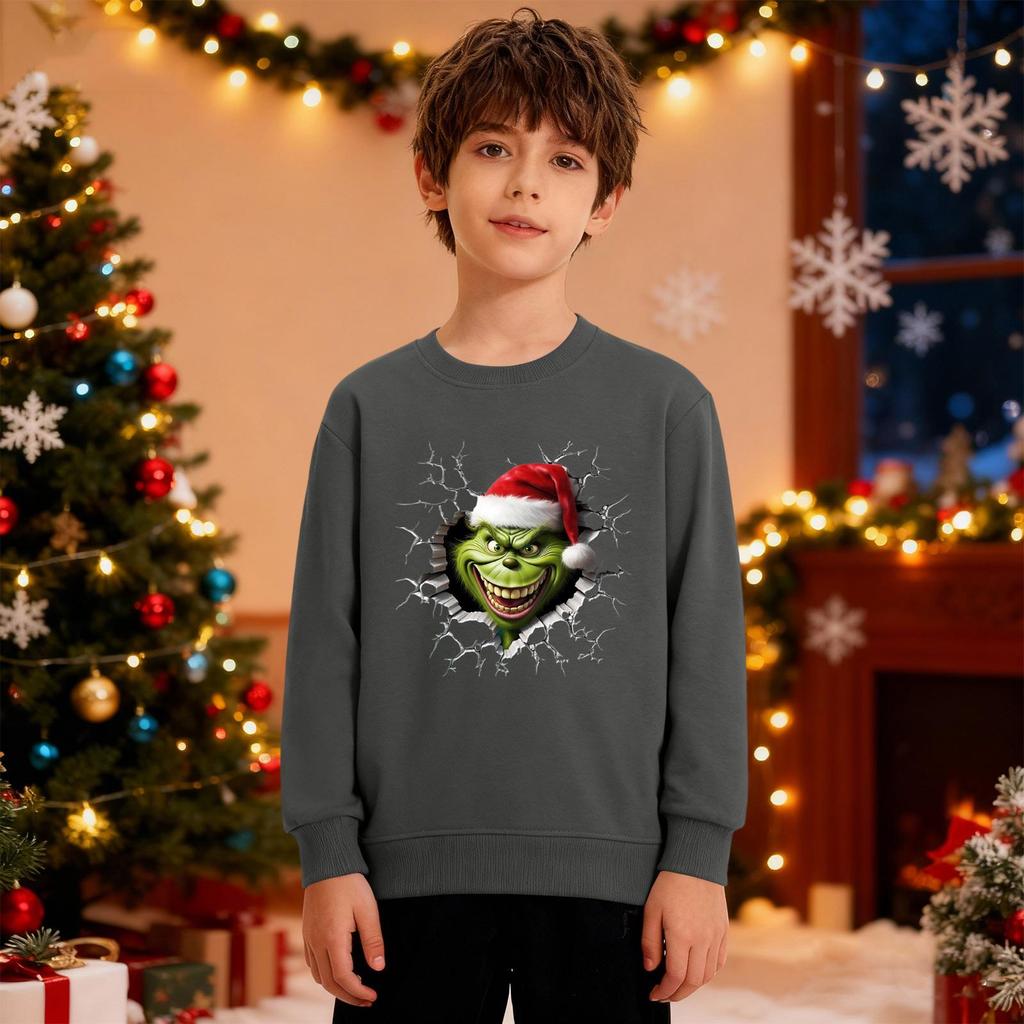 Рождественский свитшот для мальчиков и девочек, уродливая рождественская футболка, свитшот с круглым вырезом, для малышей, с длинным рукавом, пуловер, наряд, топы