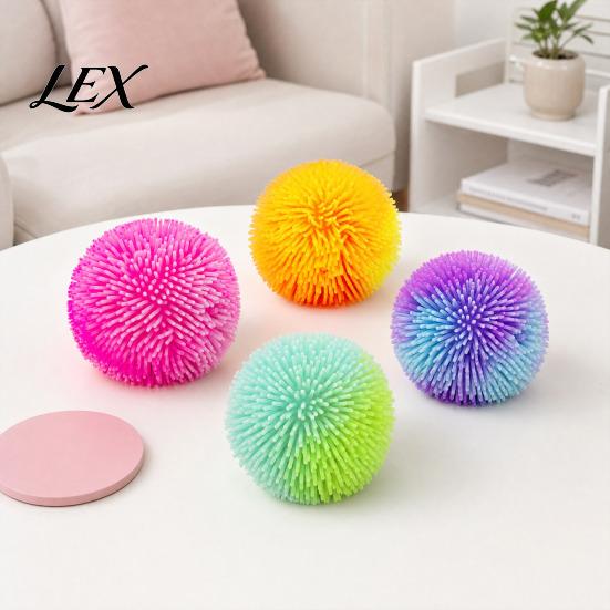 Anxiety Relief Toy Stress Fuzz Ball Toy, TPR Fuzzy Squeeze Fidget Relieving Office Desk for Focus Aid, Hand Relaxation Reusable