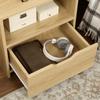 Bedside Table Nightstand with Drawer, Niche and Storage Shelves Wood Effect 45 x 35 x 73 cm Natural