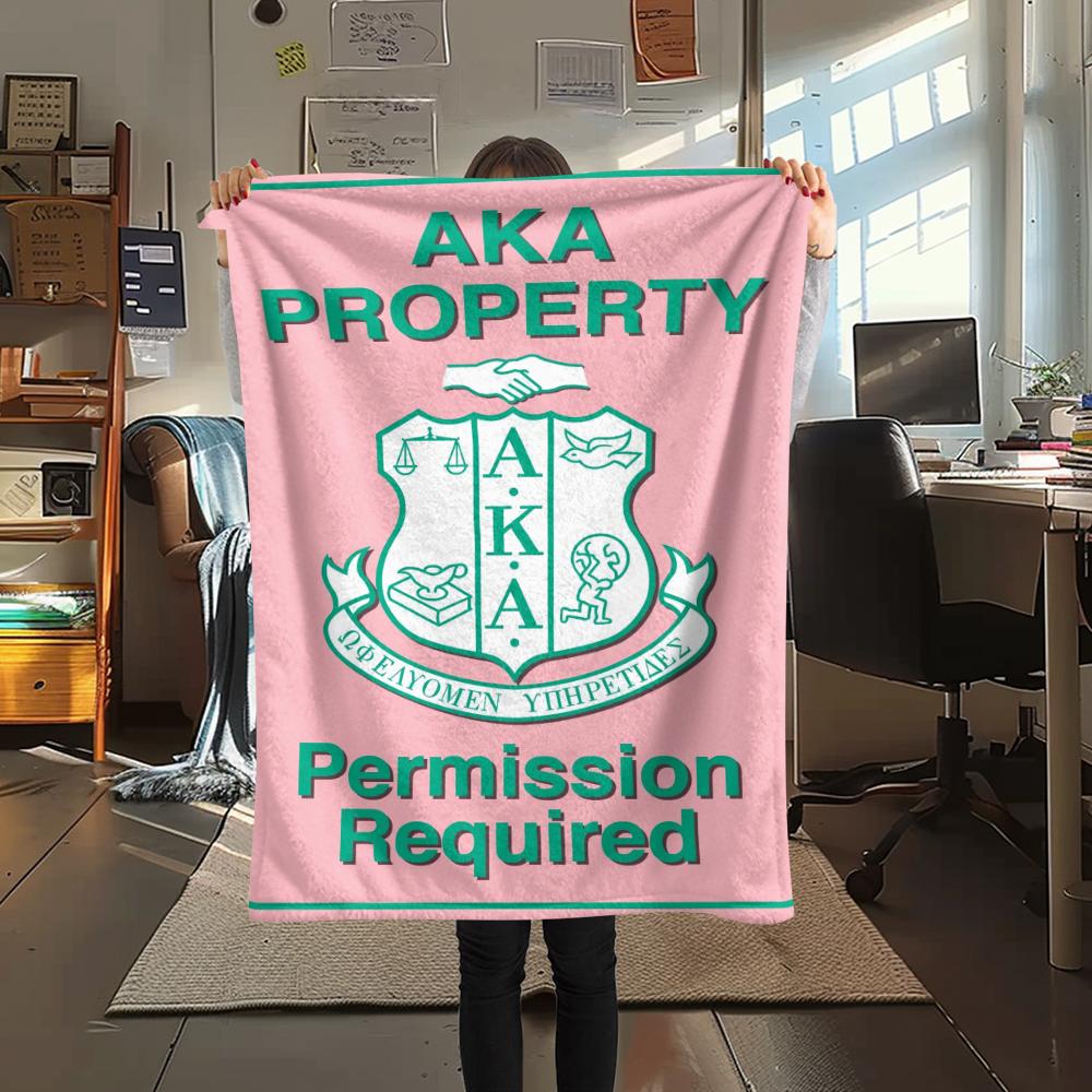 1PC AKA Sorority Print Flannel Blanket, High quality Comfortable for All Seasons, Home Decor, Warmth and Comfort, Perfect for Christmas Gifts