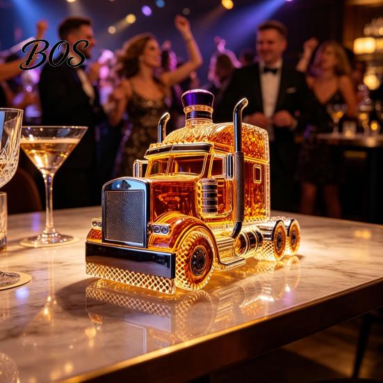 Vintage Whiskey Bottle Truck-Shaped Glass Decanter, Carafes for Spirits, Liquor Decanter Storage with Airtight Seal, Home Bar Decor Cap