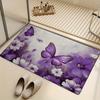1 шт. Фиолетовый цветочный коврик с узором бабочек, современный кухонный коврик, нескользящий красочный ковер для дома, ванной комнаты, спальни, гостиной, декор