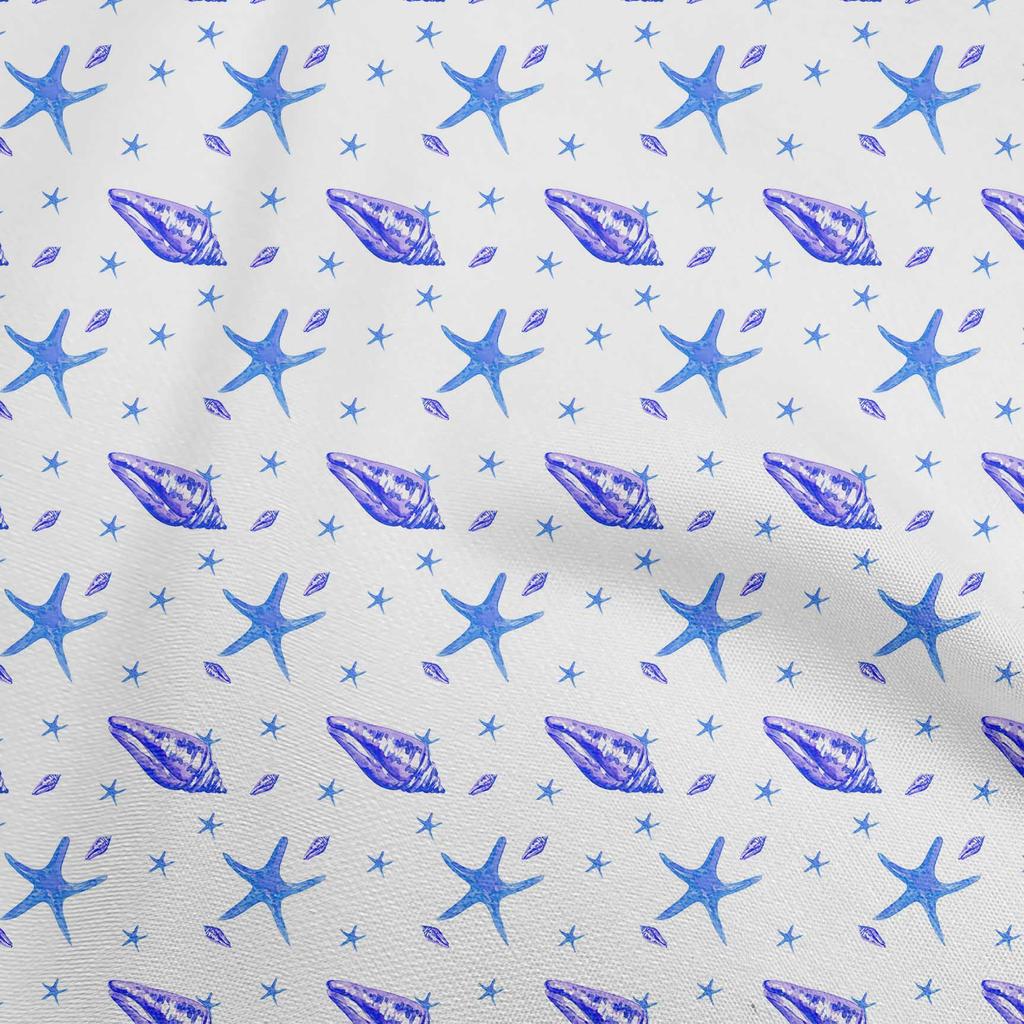 oneOone Cotton Flex Blue Fabric Ocean Watercolor Starfish  Sewing Fabric By The Yard Printed Diy Clothing Sewing Supplies 40 Inch