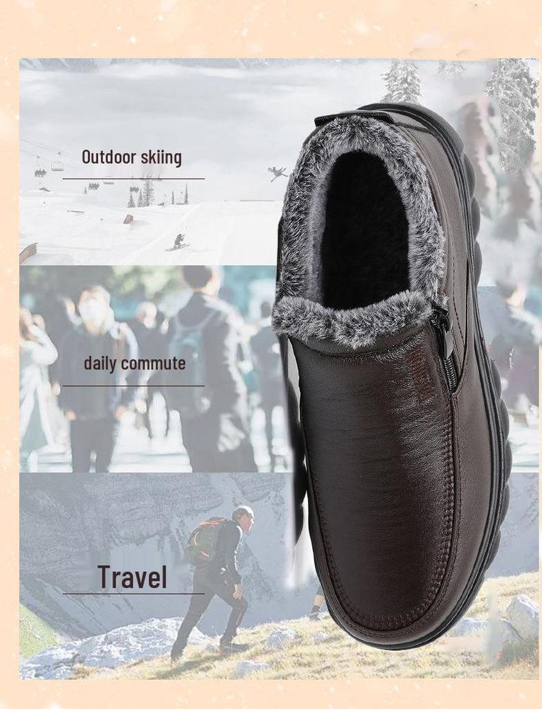 Мужские зимние ботинки на нескользящей мягкой подошве с вельветовой подкладкой для среднего и пожилого возраста.