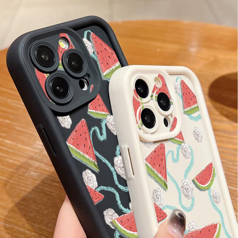 For iPhone 16 Pro Max Fruit Print Phone Case For iPhone 16e 15 14 13 12 Pro Max Plus 11 XR XS Watermelon Print Phone Case TPU Soft Shockproof Cover