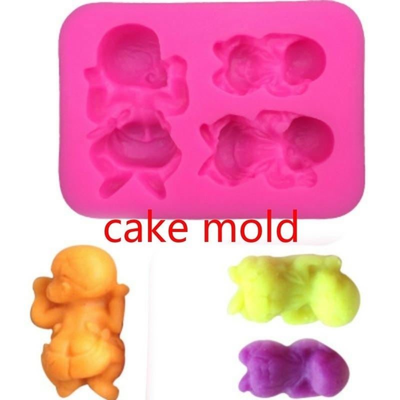 3 Cavity DIY Sleep Baby Fondant Silicone Cake Mold Soap 3D Cupcake Jelly Candy Chocolate Decoration Bakiing Molds