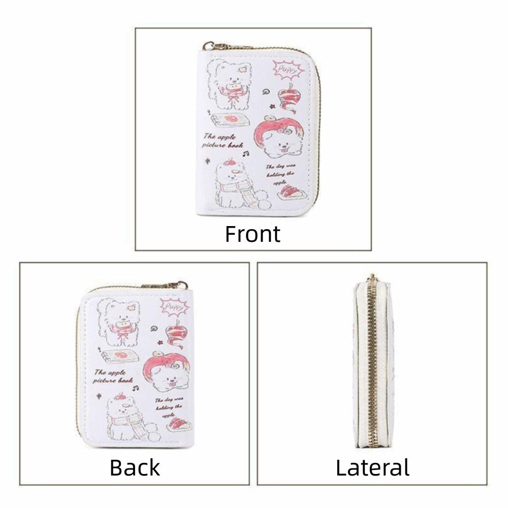 Premium Cute Puppy Girls Short Wallet Compact 9-Card Position Cartoon ID Card Bag Portable Lightweight Zipper Coin Purse Women