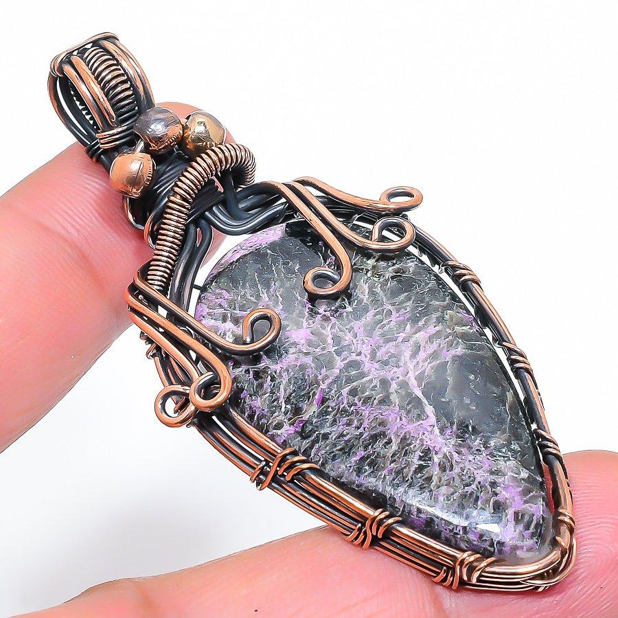 Purpurite Handmade Copper Wire Wrap Jewelry Pendant 2.68" d6E29