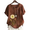 Women's Casual Cotton Short Sleeve Top with 11 Colorful Floral Prints and Round Neck