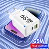 Универсальные USB-быстрозарядные устройства 65 Вт GaN Quick Charger 3.0 USB-A USB-C Быстрые зарядные устройства PD Адаптер настенного зарядного устройства Для мобильных телефонов