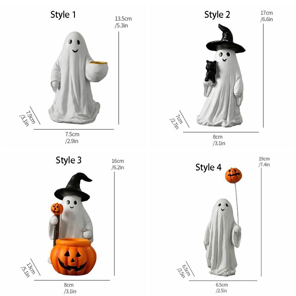 Crafts Resin Ghost Pumpkin Figurine Cute Cartoon Small Sculpture Creative Desktop Ornament Haunted House
