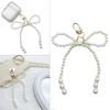 Bowknot Shaped Keychain Pendant Pearls Beaded Butterfly Knot Key Chain Fashionable Bow Ornament for Phones and Bag