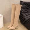 Осень 2025 Женские сапоги до колена Челси Дизайнерская обувь Сексуальные Элегантные Мокасины Винтажный Тренд Большой размер Высокие каблуки