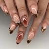 24 Pieces Wear Nail Caramel French Three-dimensional Blush, Whitening and Durable, Versatile and Removable Nail Art