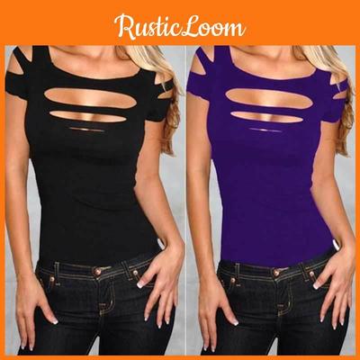 Женская футболка премиум-качества на лето с коротким рукавом, в рваном стиле, эластичная блузка для ночного клуба