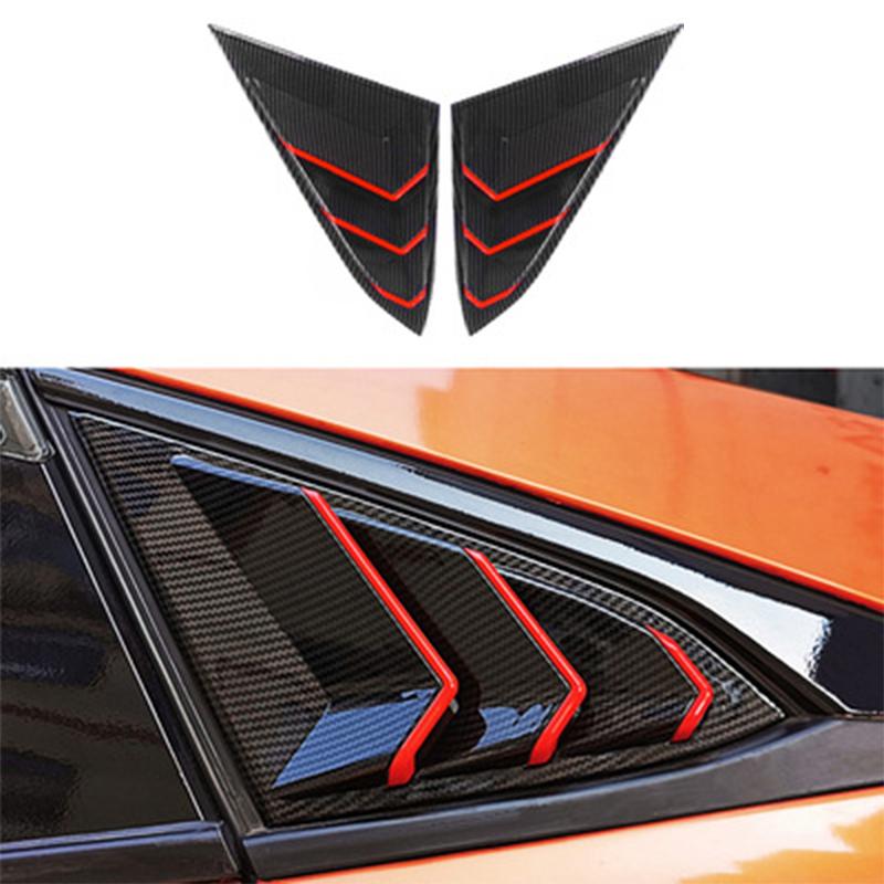 For Honda Civic Type R Hatchback ABS Rear Quarter Panel Window Side Louver Black Carbon Fiber Color Vent Sticker Cover