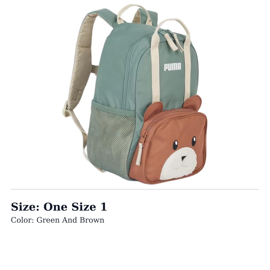 PUMA Polyester Backpack Regular Kids' Green & Brown 090401-04