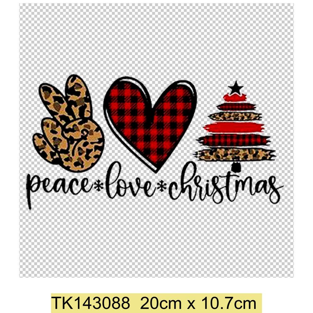 Peace Love Christmas Термонаклейки Нашивки Стираемая Одежда Окружающая Юбка Термопередача Наволочка Домашний Декор Печатный Подарок
