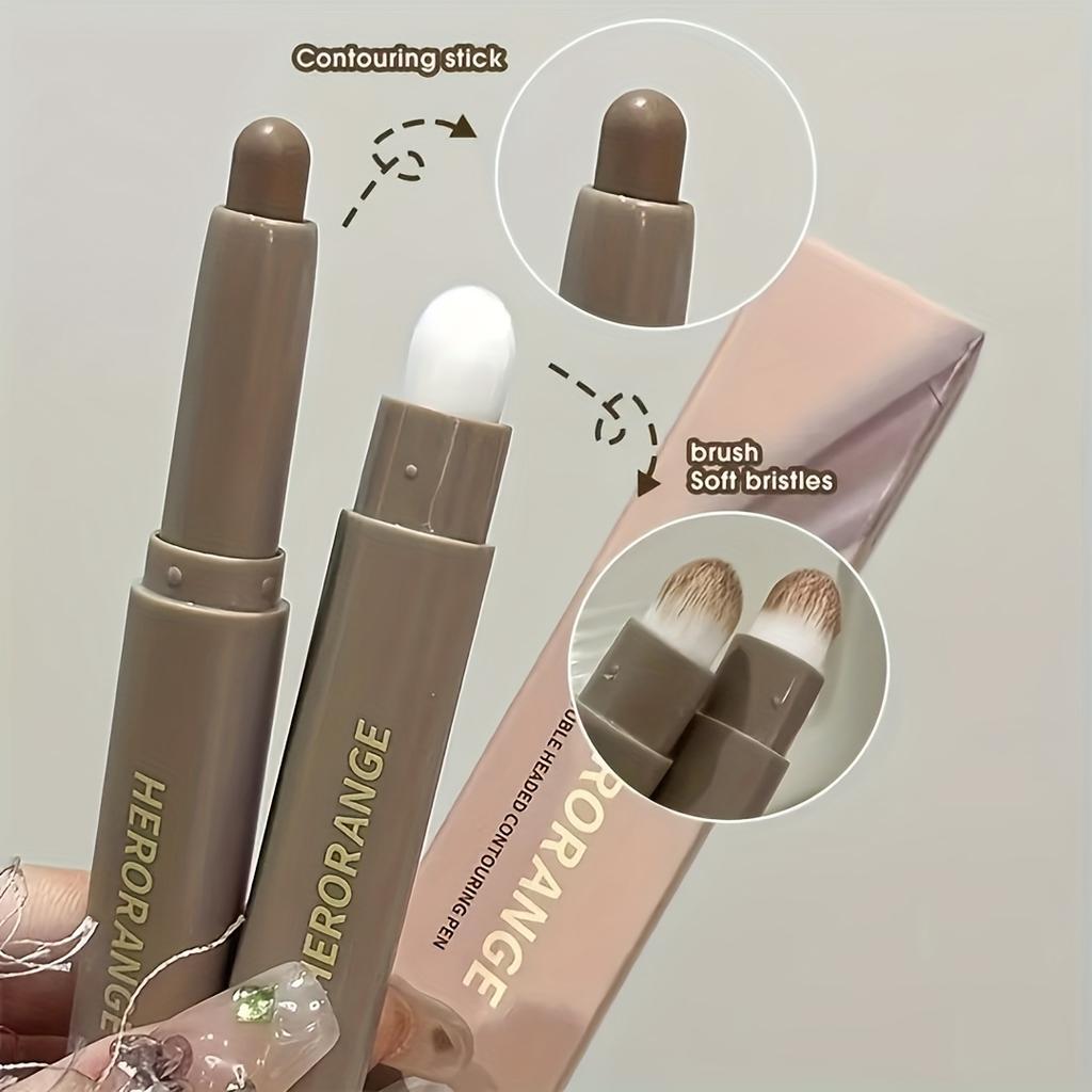 Herorange Valentine's Day Gift Contour Stick - 2-in-1 Nose & Face Sculpting Pen with Brush, Suitable for All Skin Types