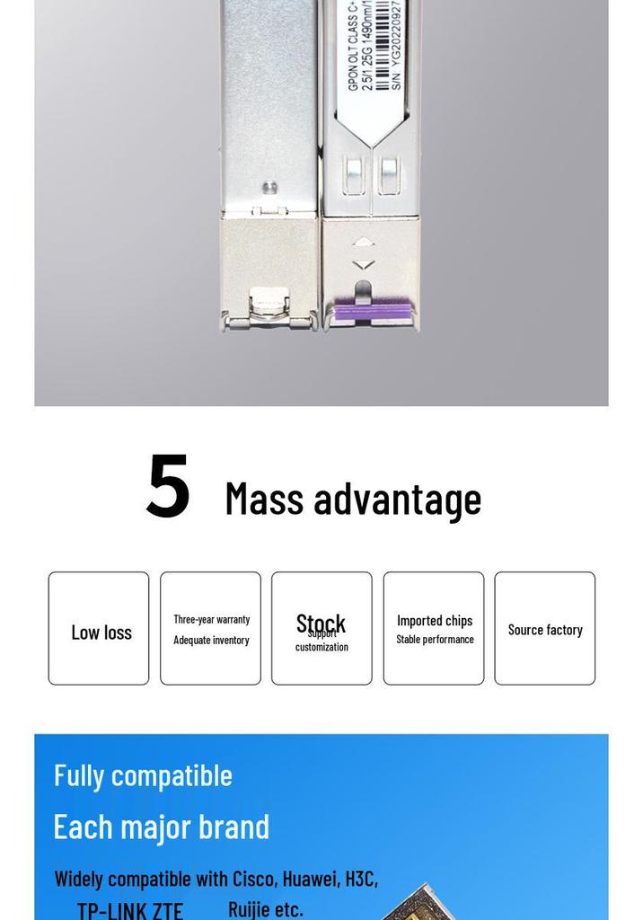 Одномодовый оптический модуль 20 км: EPON/GPON OLT SFP, интерфейс SC, совместим с гигабитным оптическим управлением.