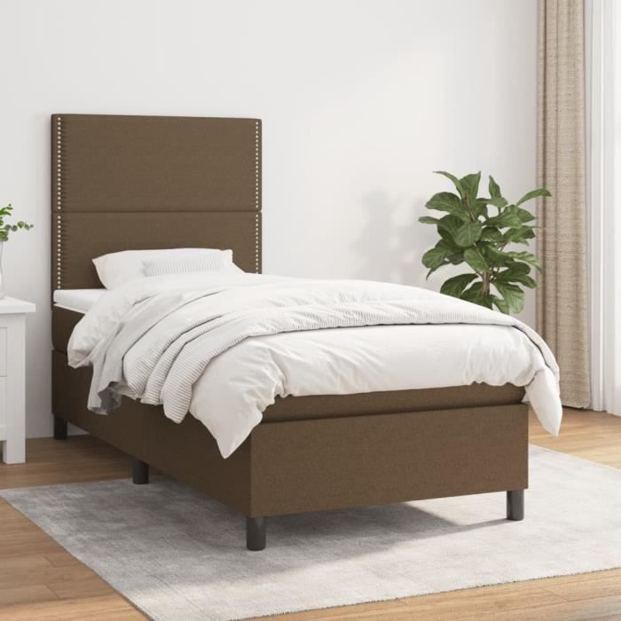 3141660 vidaXL Divan Bed with Mattress Dark Brown 90x190 Cm