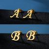 Ins Stainless Steel Lucky A-Z 26 Alphabet Letter Earring Waterproof Gold Studded Earrings Jewelry Gift