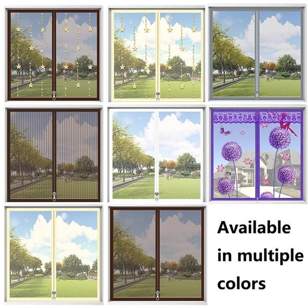 Summer Mosquito Screens Net Self-adhesive Window Screen Door Curtain Velcro Removable Household Decorative Curtain Zipper Opening