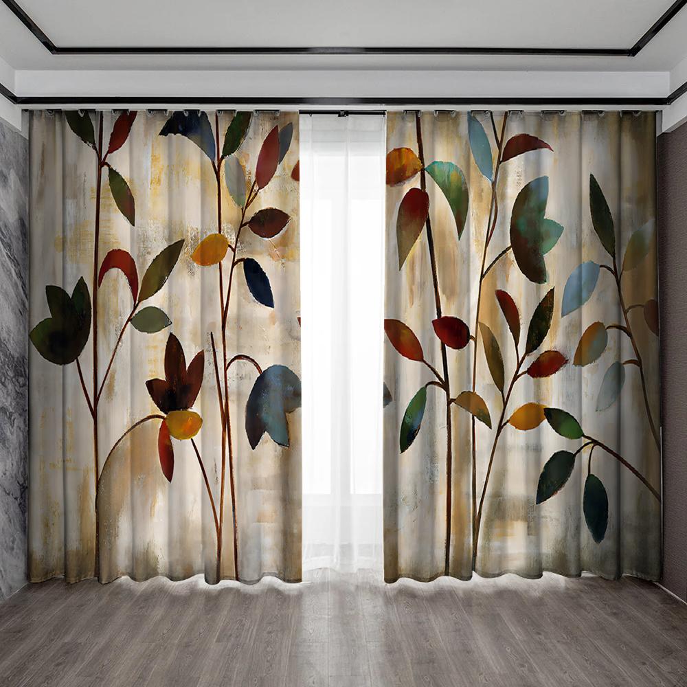 2 шт. Шторы для украшения дома, различные цветы с карманами на карнизе, подходят для моей кофейни, гостиной, кабинета