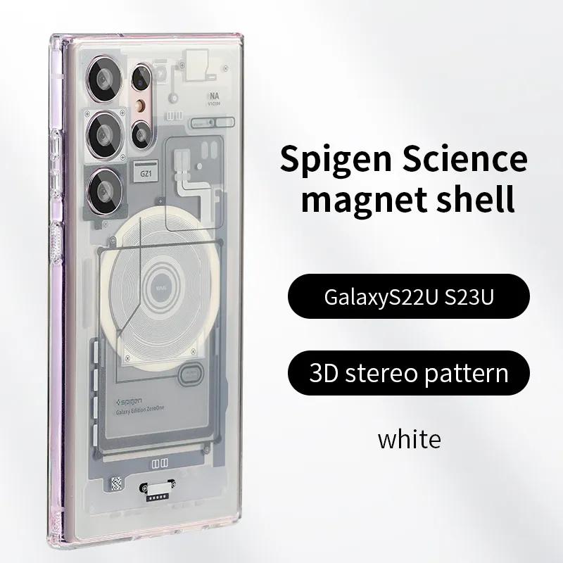 Роскошный чехол для телефона с чип-элементами из технологии для Samsung Galaxy S25 S24 S23 S22 Ultra Plus с магнитной беспроводной зарядкой и высококачественным чехлом