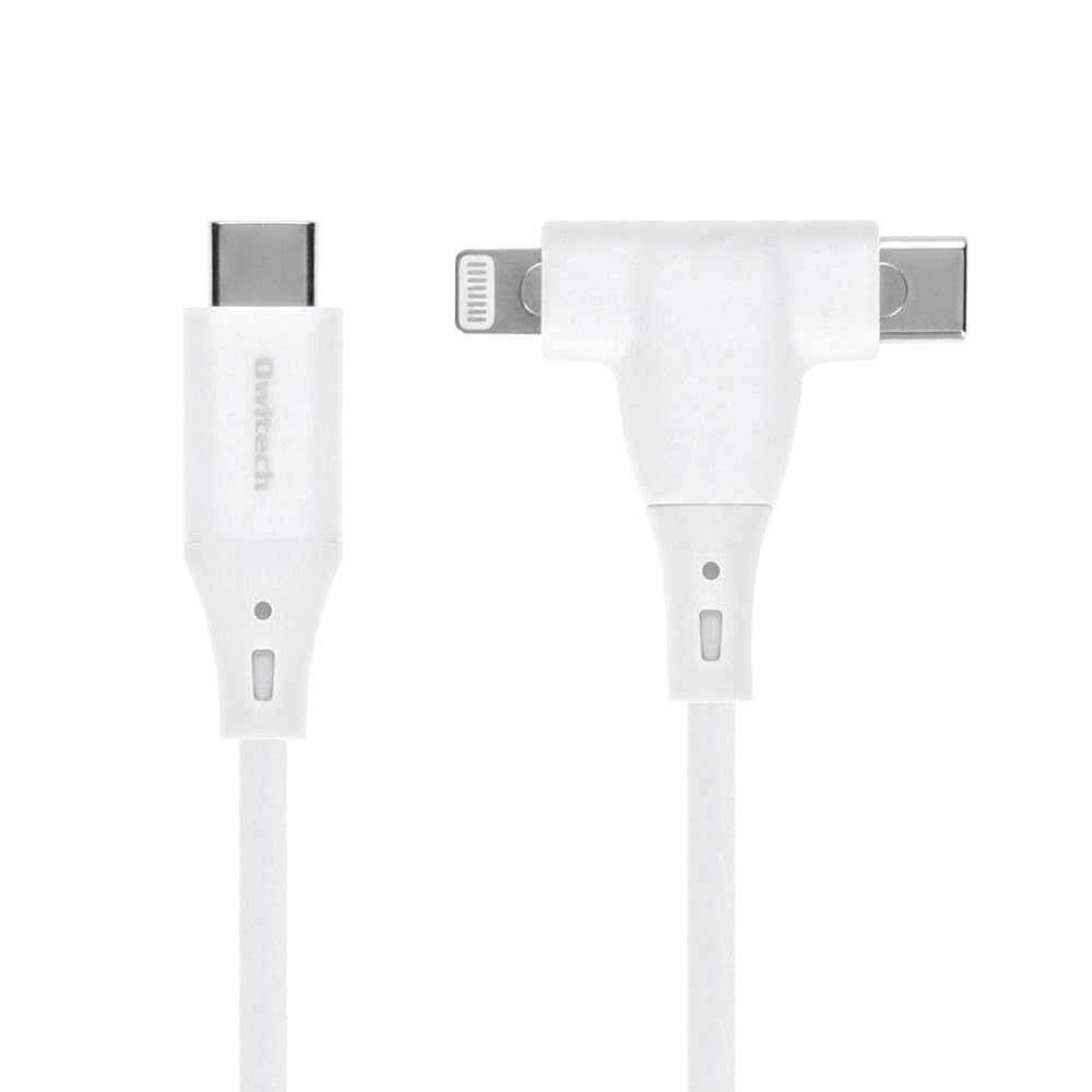 Owltech 2in1 Cable To Compatible MFi Certified PD60W Fast Charging Data Transfer 480Mbps Cable 2m White Type-C Type-C/Lightning OWL-CBSCLC20-WH