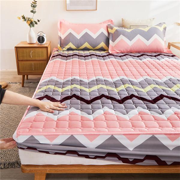 Quilted Mattress Cover Printing Non-slip Fitted Bed Sheet Dust Protection Cover Thicken Bedding Sheet Bedcloth No Pillowcases