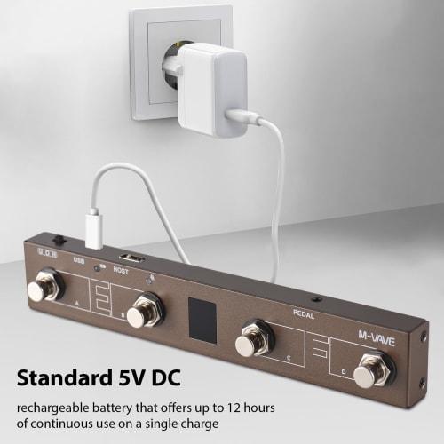 M-VAVE MIDI Controller | BT MIDI Pedal with Intelligent App Control | Digital Display, 12-Hour Rechargeable Battery Life | Portable Footswitch with TR