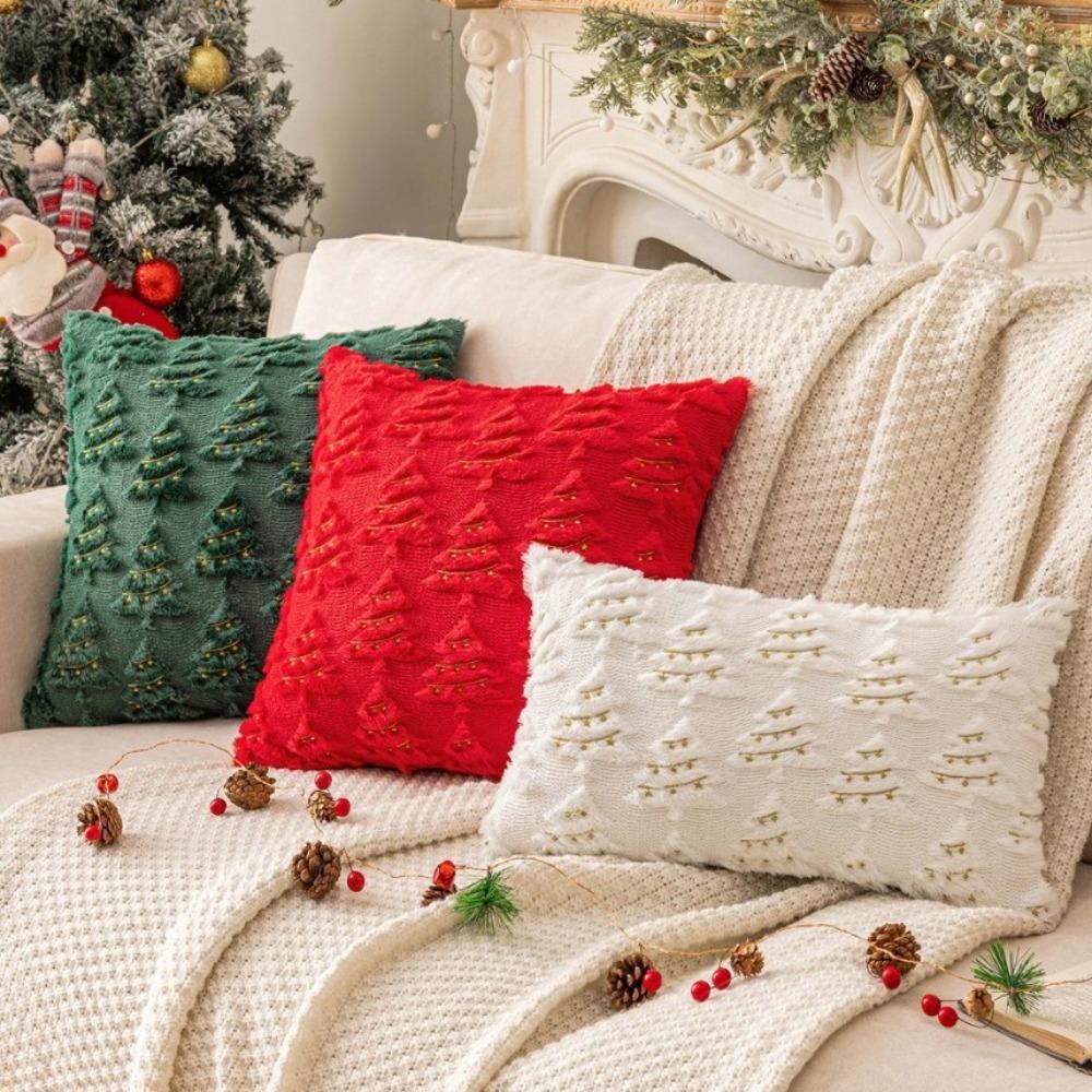 Christmas Tree Pillow Covers Plush Pillow Cases Delicated Pillowcase for Xmas Party